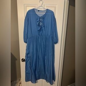 SHEIN Blue Striped Casual Dress